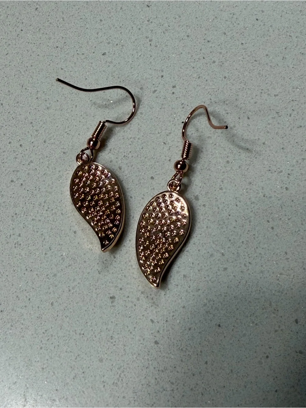 GoldOro Rose Gold-Plated Leaf Opal Drop Earrings
